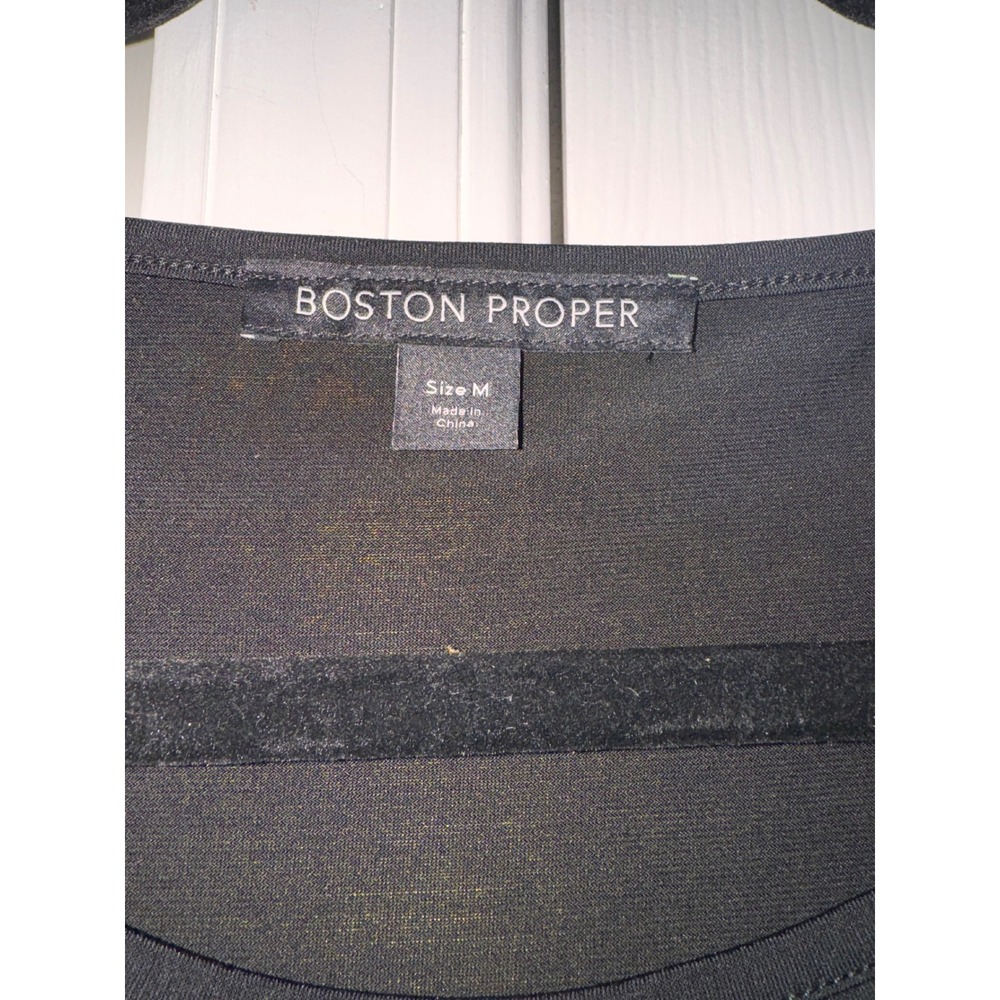 Boston Proper Black Embellished Cuff Long Sleeve‎ Top Party Blouse - Picture 4 of 8